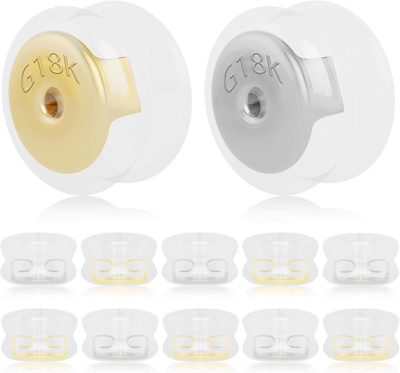 JUNCHONG 18K Gold Locking Secure Earring Backs for Studs, Silicone Earring Backs for Women Men, 6 PCS Gold and 6 PCS Silver - Image 1
